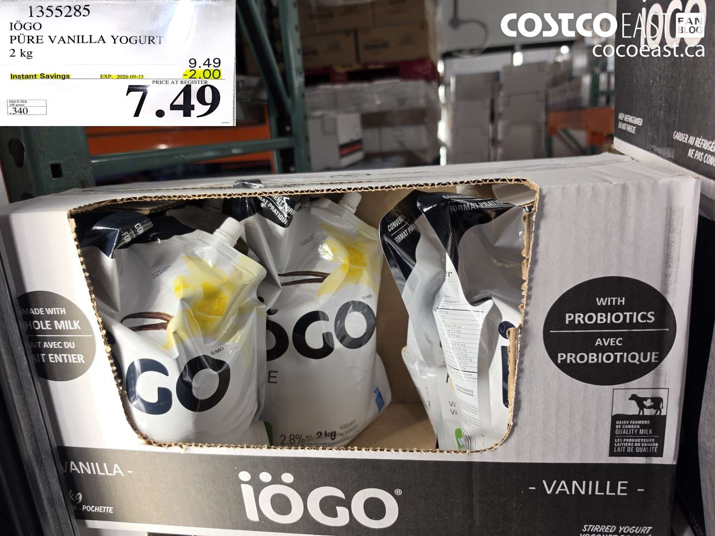 1355285 IÖGO PÜRE VANILLA YOGURT 2 KG ($2.00 INSTANT SAVINGS EXPIRES ON 2026-09-13) $7.49