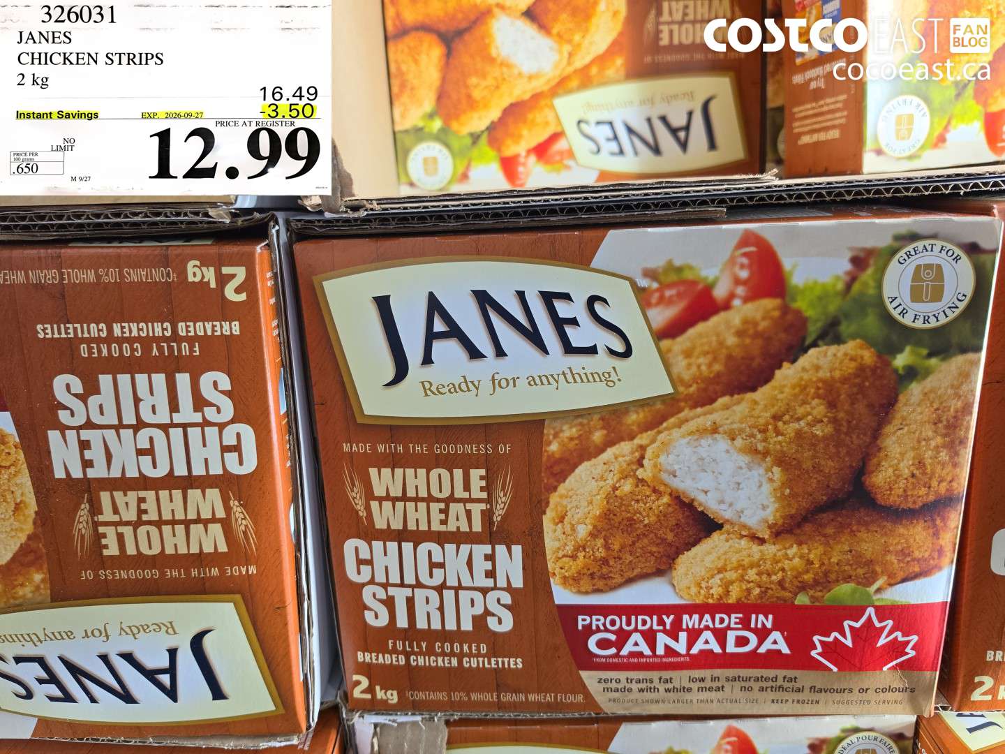 326031 JANES CHICKEN STRIPS 2 KG ($3.50 INSTANT SAVINGS EXPIRES ON 2026-09-27) $12.99