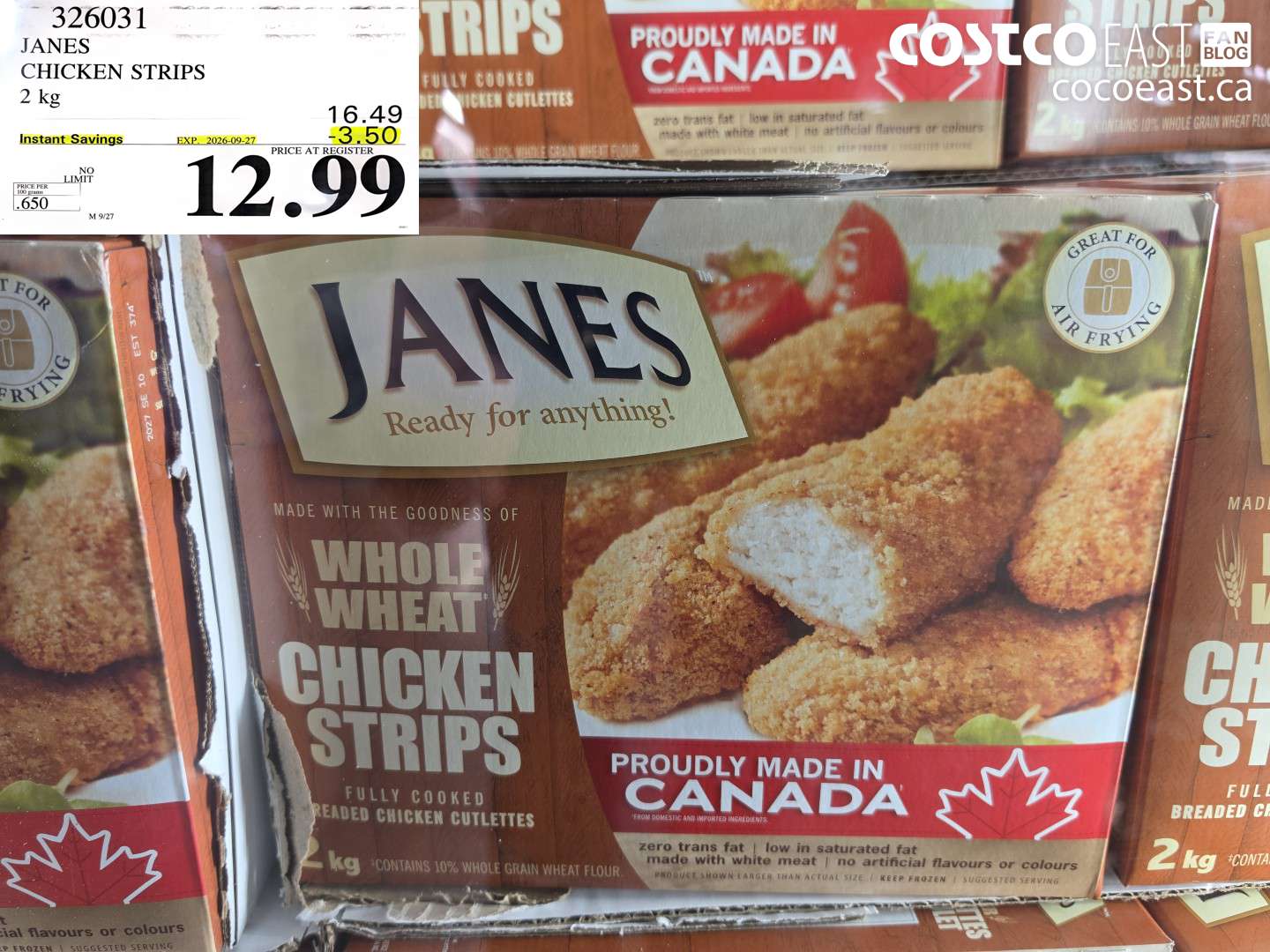 326031 JANES CHICKEN STRIPS 2 KG ($3.50 INSTANT SAVINGS EXPIRES ON 2026-09-27) $12.99