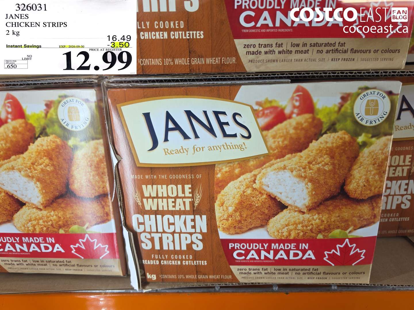 326031 JANES CHICKEN STRIPS 2 KG ($3.50 INSTANT SAVINGS EXPIRES ON 2026-09-30) $12.99