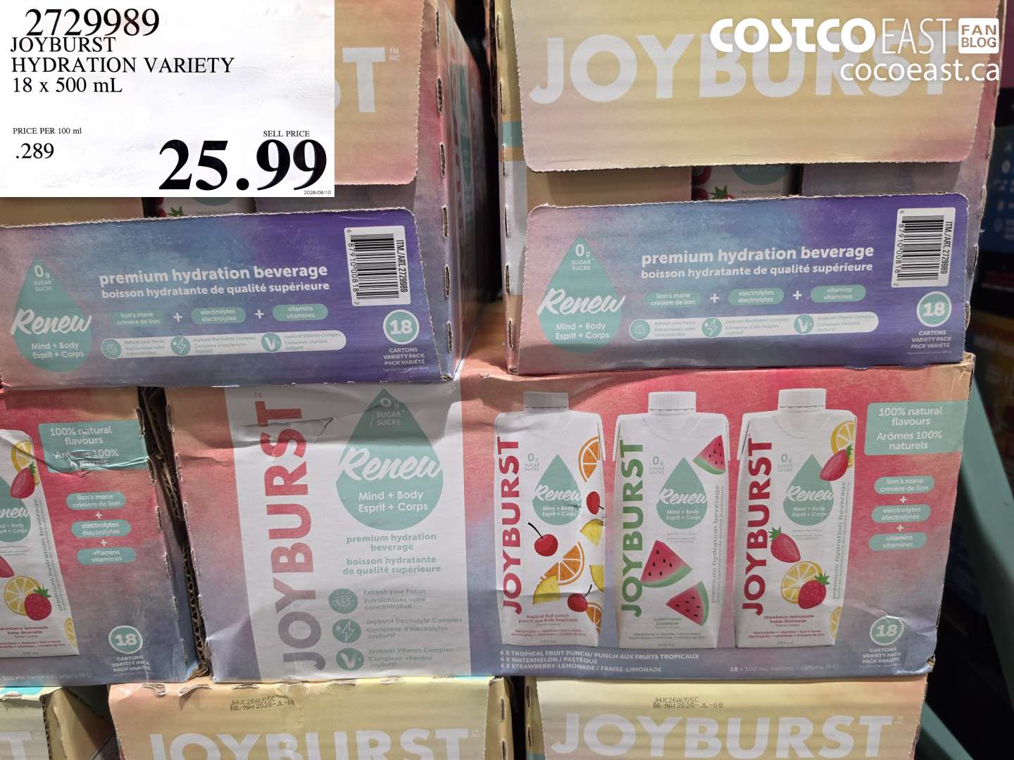 2729989 JOYBURST HYDRATION VARIETY 18 X 500 ML $25.99