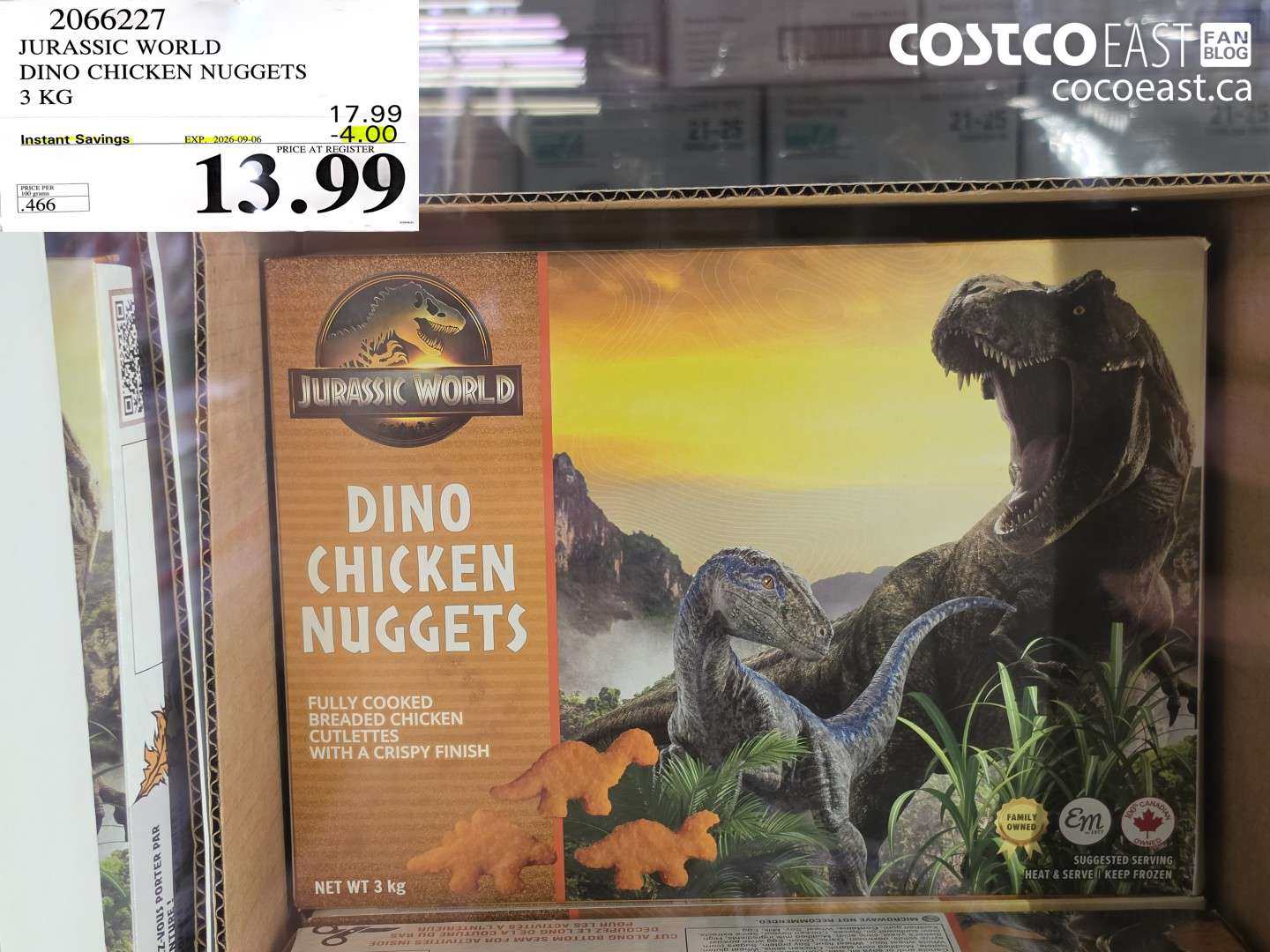 2066227 JURASSIC WORLD DINO CHICKEN NUGGETS 3 KG ($4.00 INSTANT SAVINGS EXPIRES ON 2026-09-06) $13.99