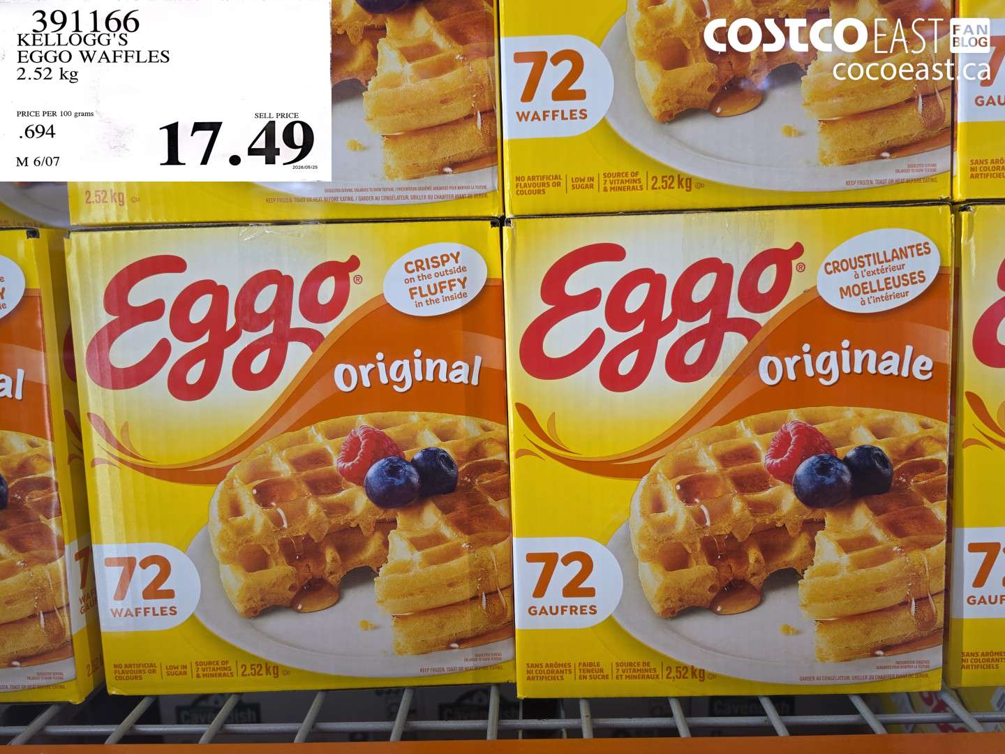 391166 KELLOGG'S EGGO WAFFLES 2.52 KG $17.49