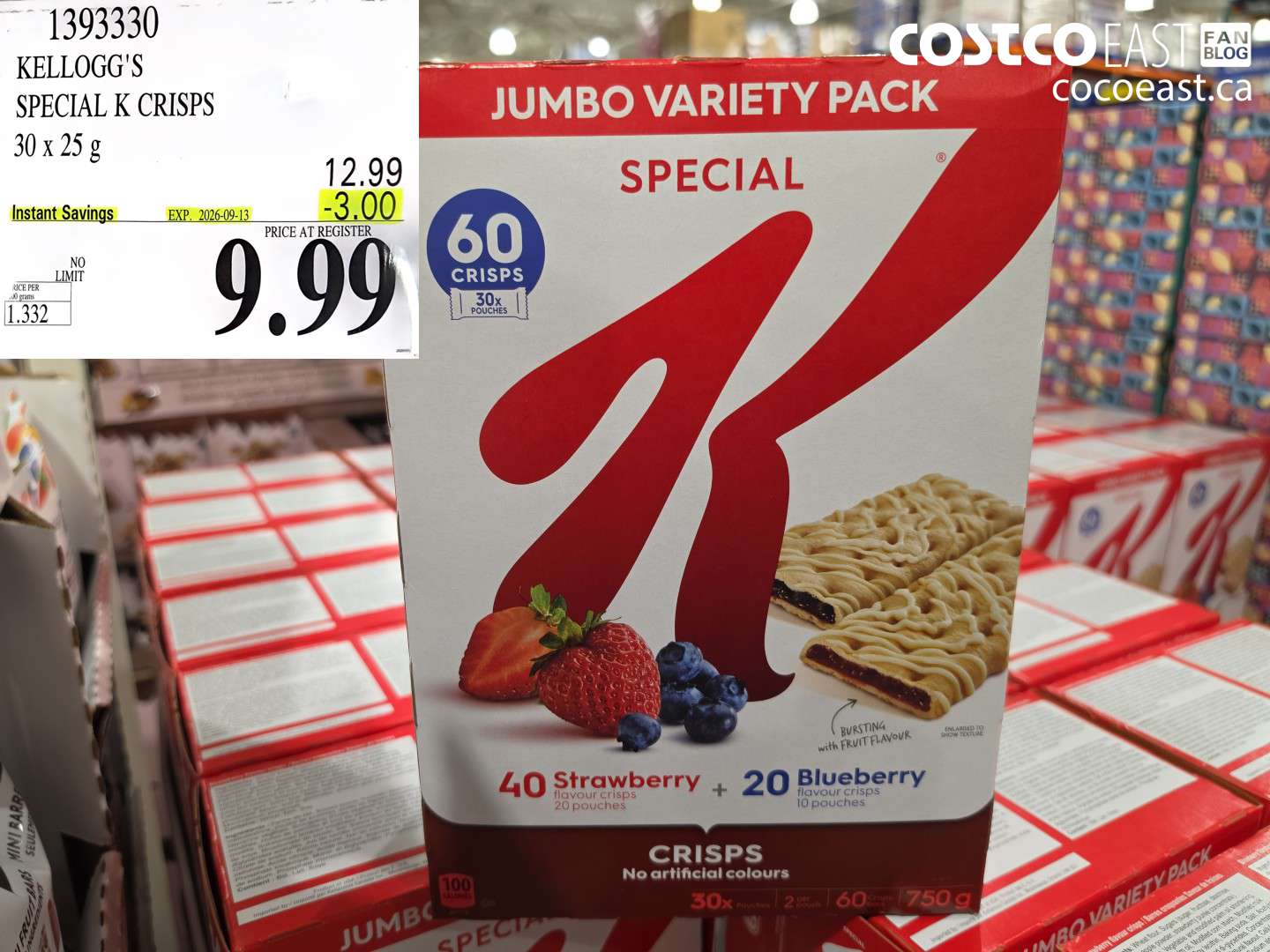 1393330 KELLOGG'S SPECIAL K CRISPS 30 X 25 G ($3.00 INSTANT SAVINGS EXPIRES ON 2026-09-13) $9.99