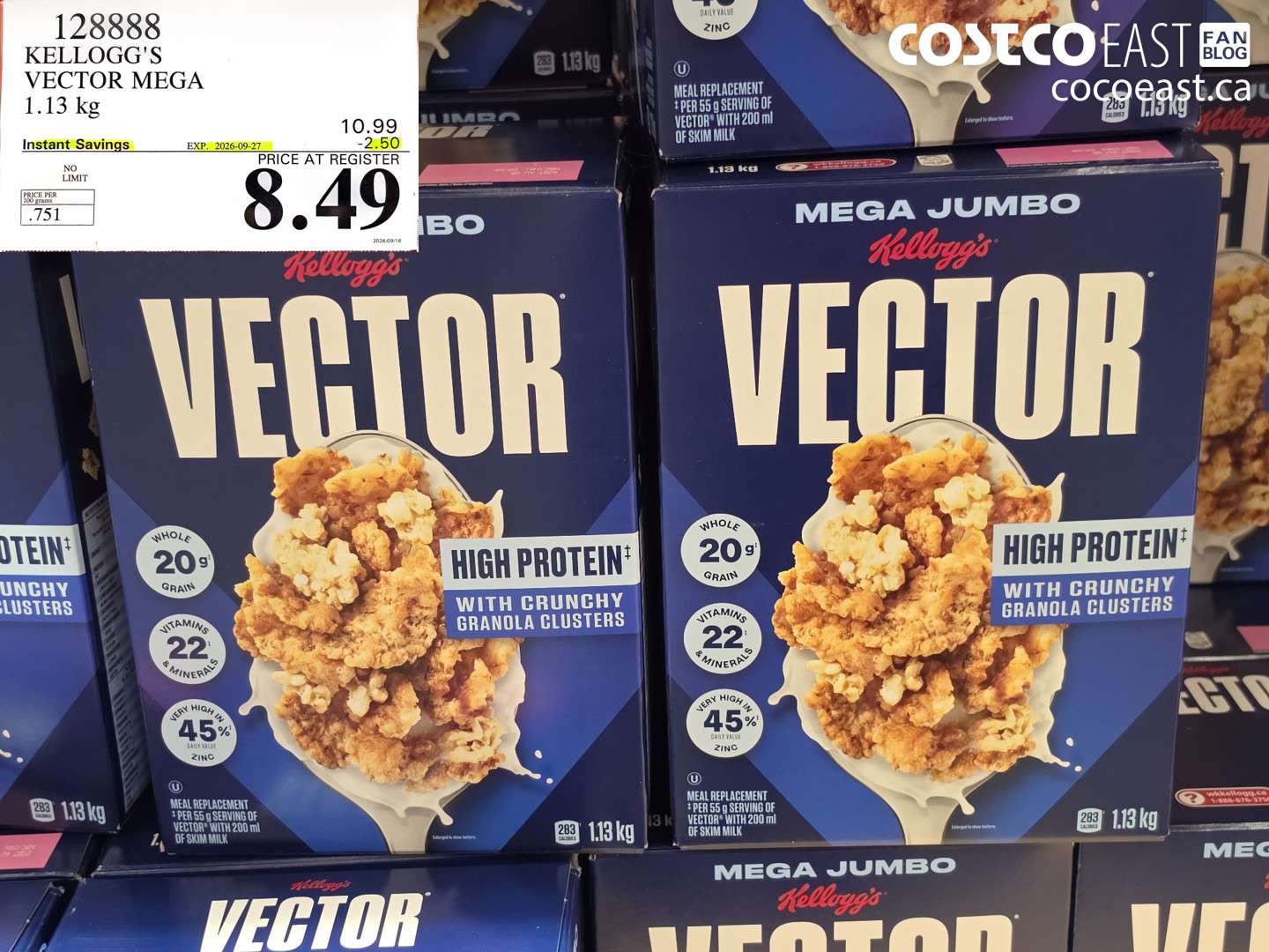 128888 KELLOGG'S VECTOR MEGA 1.13 KG ($2.50 INSTANT SAVINGS EXPIRES ON 2026-09-27) $8.49