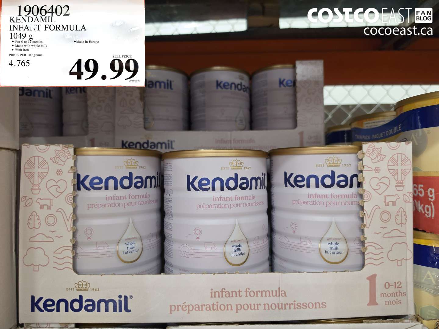 1906402 KENDAMIL INFANT FORMULA 1049 G $49.99