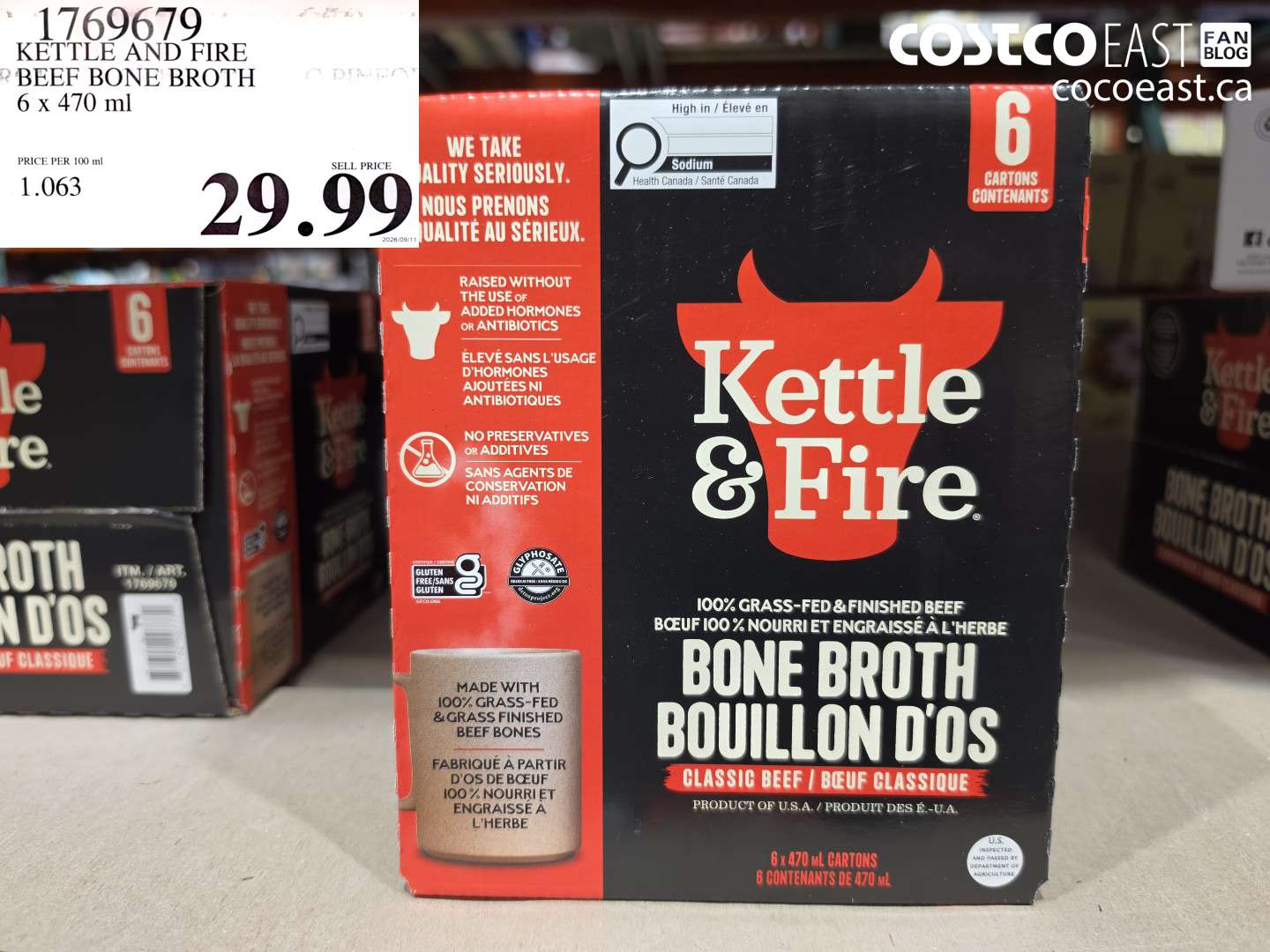 1769679 KETTLE AND FIRE BEEF BONE BROTH 6 X 470 ML $29.99