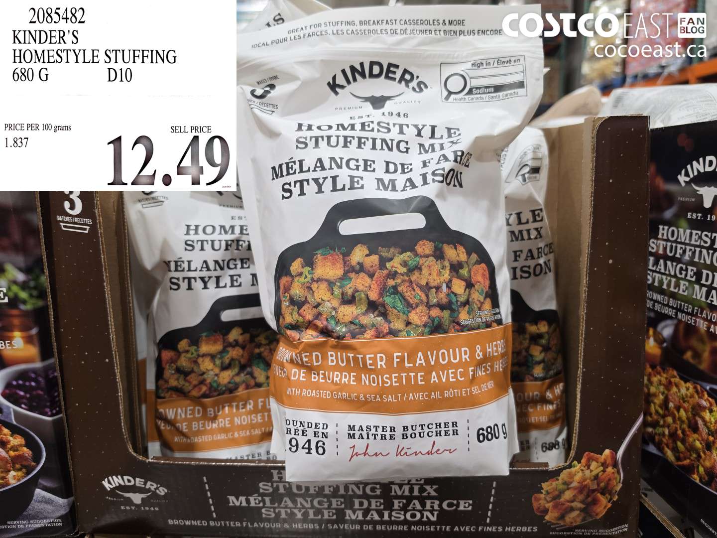 2085482 KINDER'S HOMESTYLE STUFFING 680 G $12.49