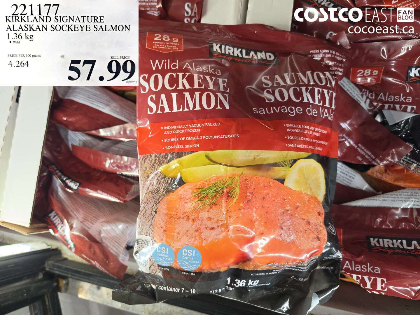 221177 KIRKLAND SIGNATURE ALASKAN SOCKEYE SALMON 1.36 KG $57.99