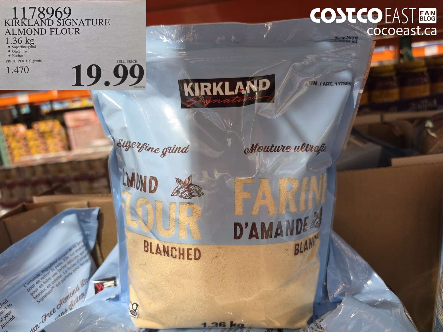 1178969 KIRKLAND SIGNATURE ALMOND FLOUR 1.36 KG $19.99