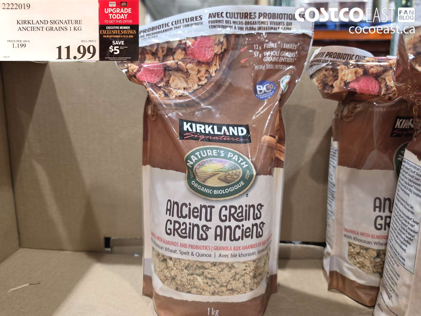 2222019 KIRKLAND SIGNATURE ANCIENT GRAINS 1 KG ($5.00 INSTANT SAVINGS EXPIRES ON 2026-09-27) $6.99