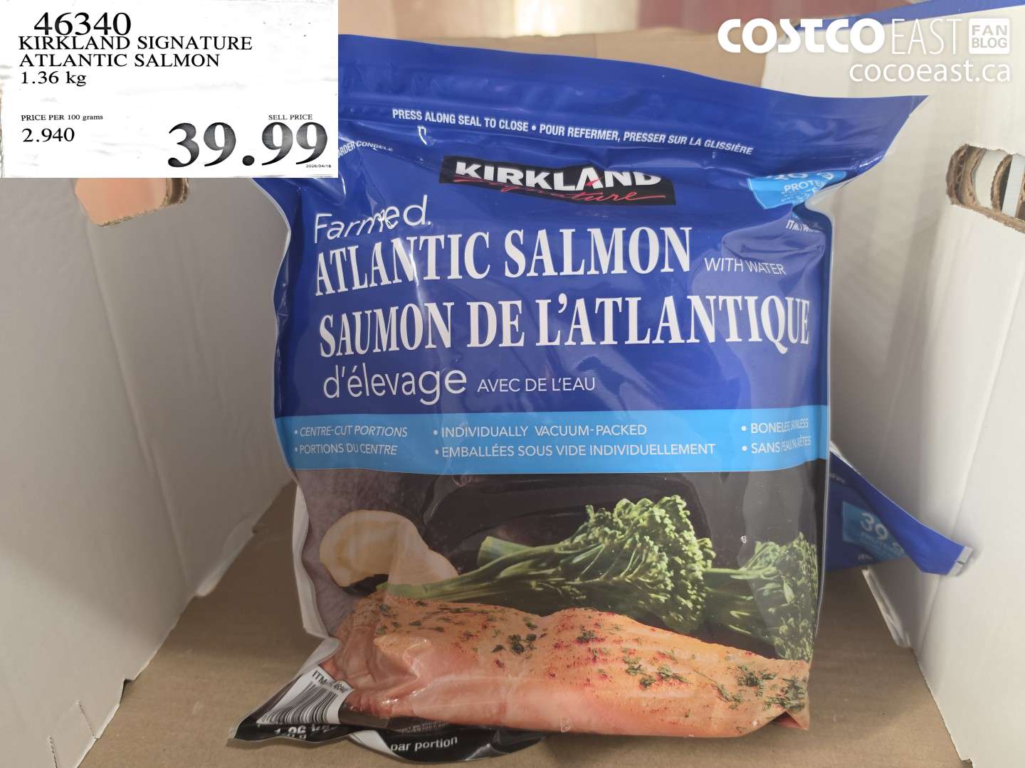 46340 KIRKLAND SIGNATURE ATLANTIC SALMON 1.36 KG $39.99