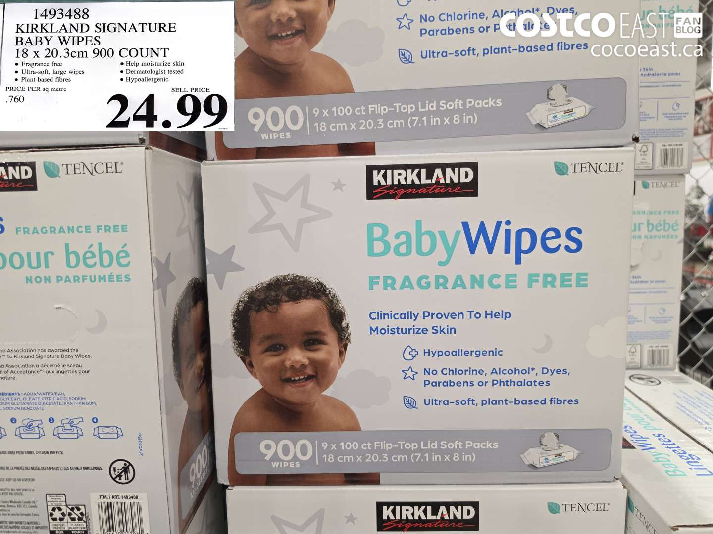 1493488 KIRKLAND SIGNATURE BABY WIPES 18 X 20.3CM 900 COUNT $24.99
