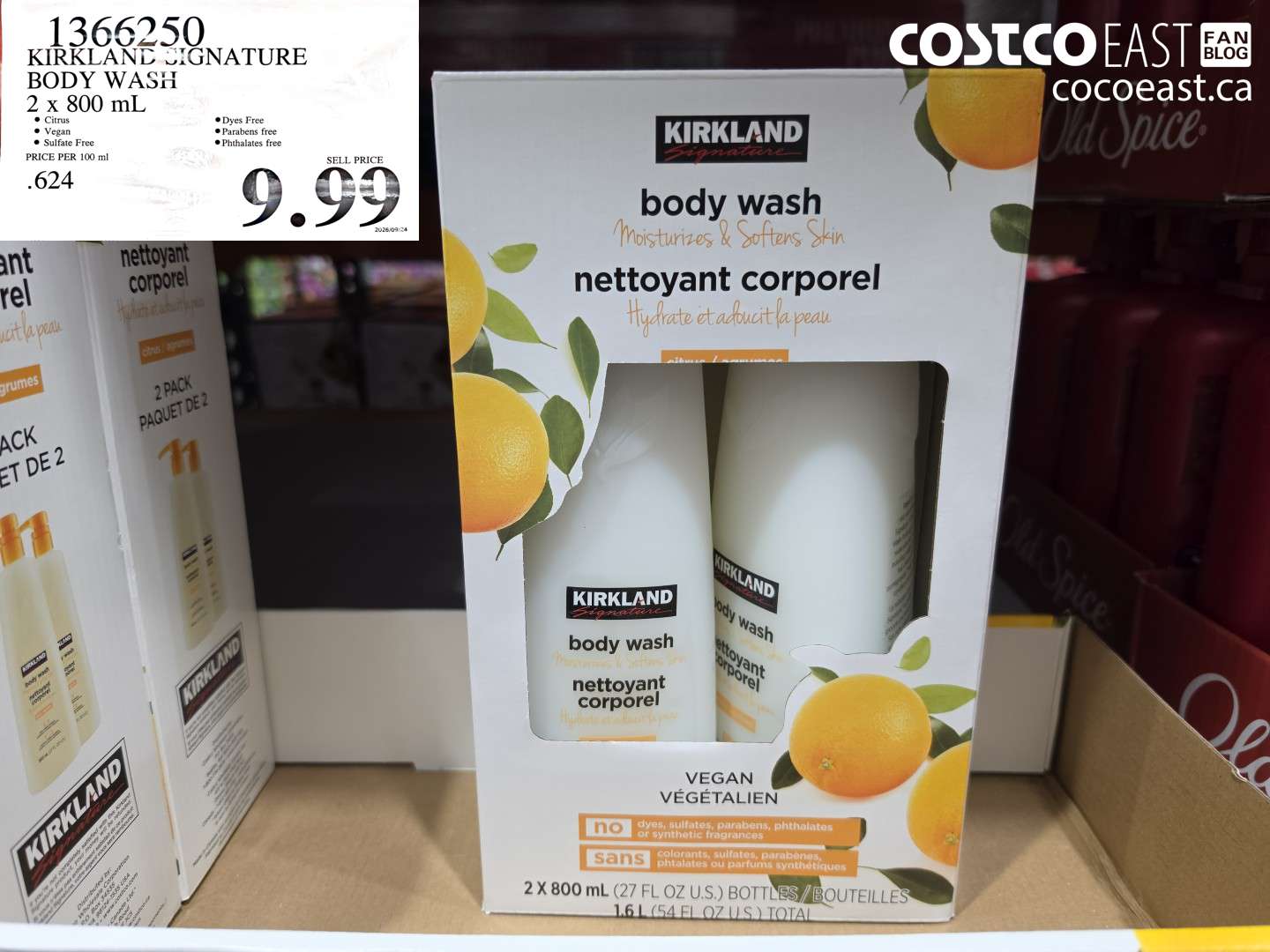 1366250 KIRKLAND SIGNATURE BODY WASH 2 X 800 ML $9.99