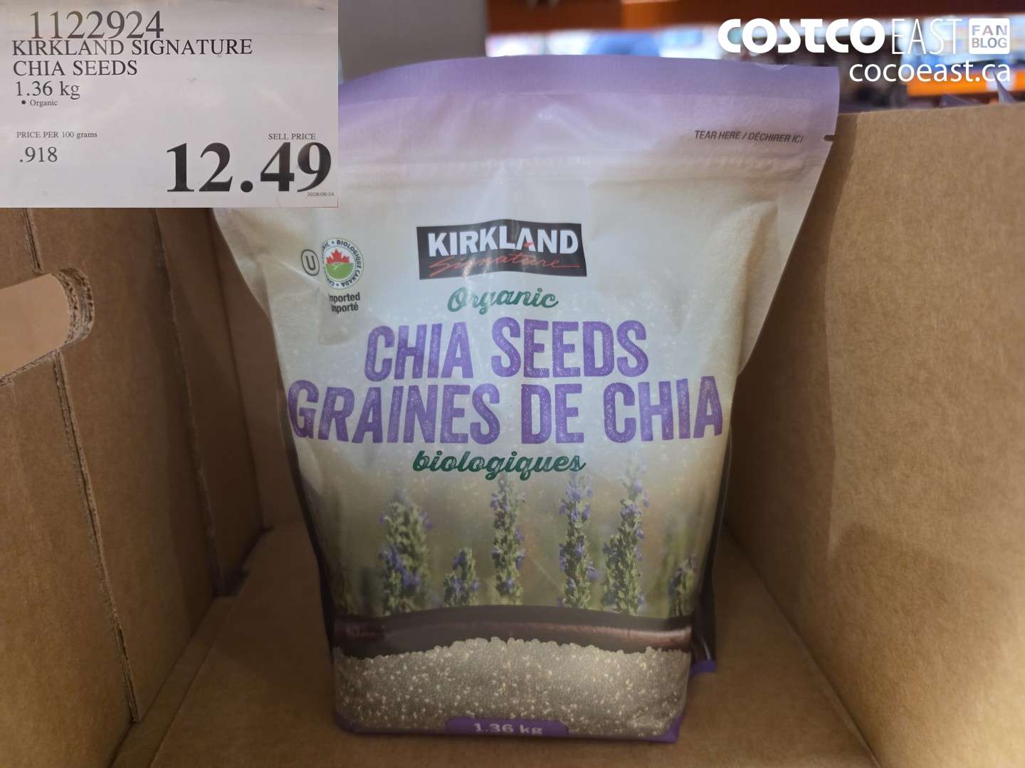 1122924 KIRKLAND SIGNATURE CHIA SEEDS 1.36 KG $12.49