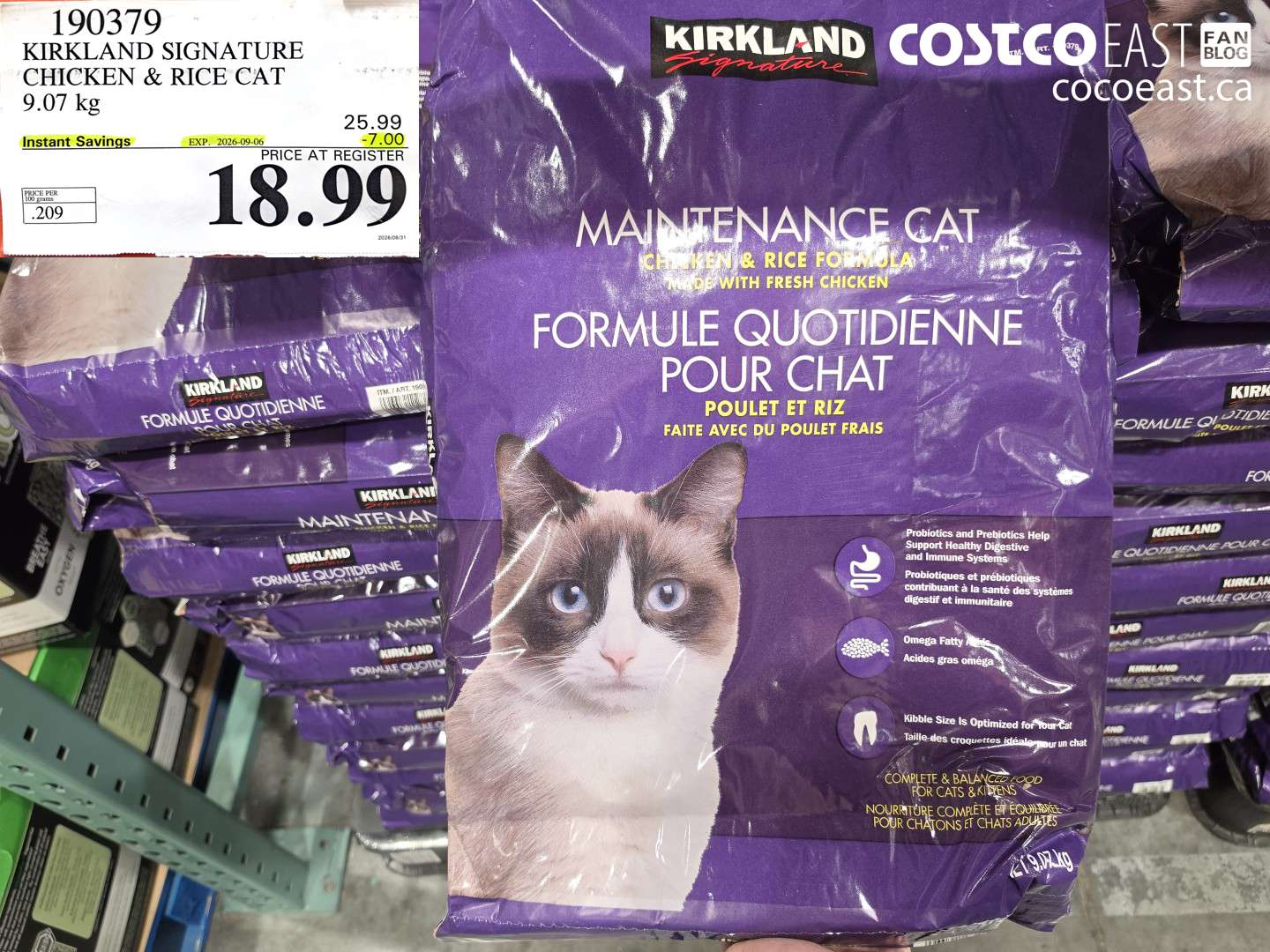 190379 KIRKLAND SIGNATURE CHICKEN & RICE CAT 9.07 KG ($7.00 INSTANT SAVINGS EXPIRES ON 2026-09-06) $18.99