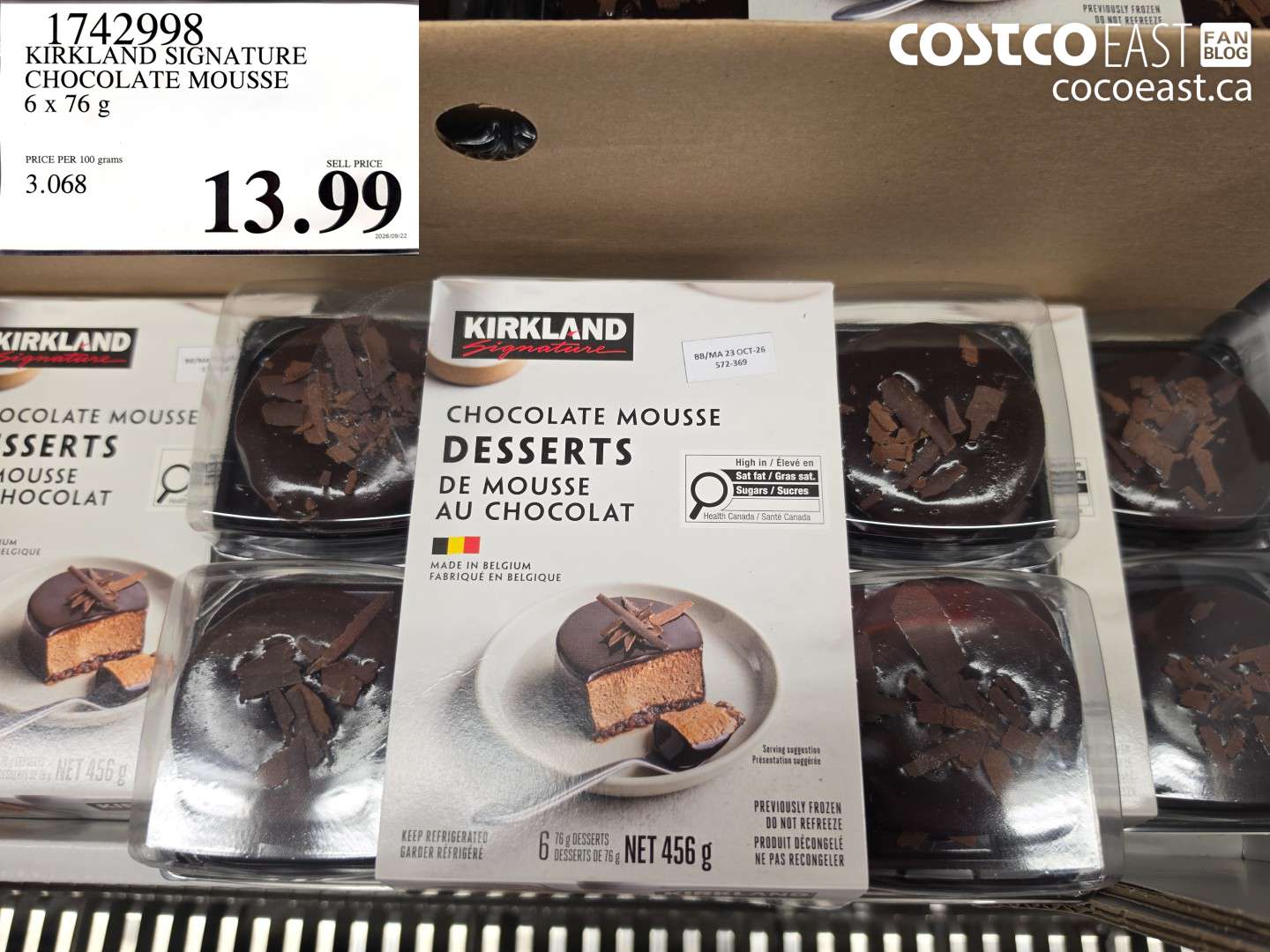 1742998 KIRKLAND SIGNATURE CHOCOLATE MOUSSE 6 X 76 G $13.99