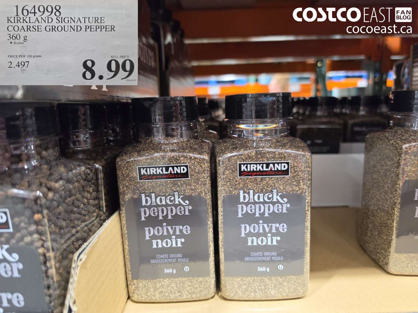 164998 KIRKLAND SIGNATURE COARSE GROUND PEPPER 360 G $8.99