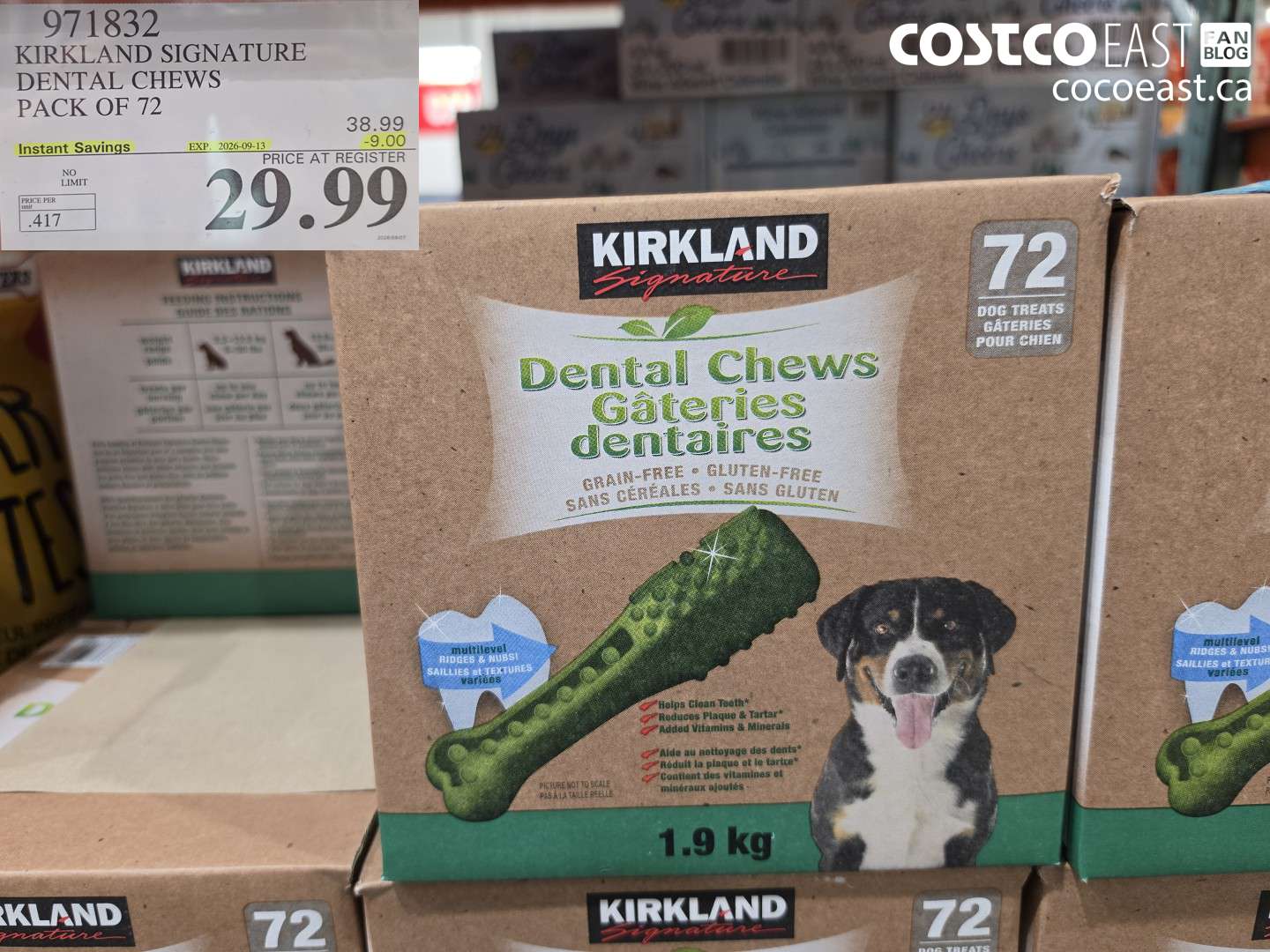 971832 KIRKLAND SIGNATURE DENTAL CHEWS PACK OF 72 ($9.00 INSTANT SAVINGS EXPIRES ON 2026-09-13) $29.99