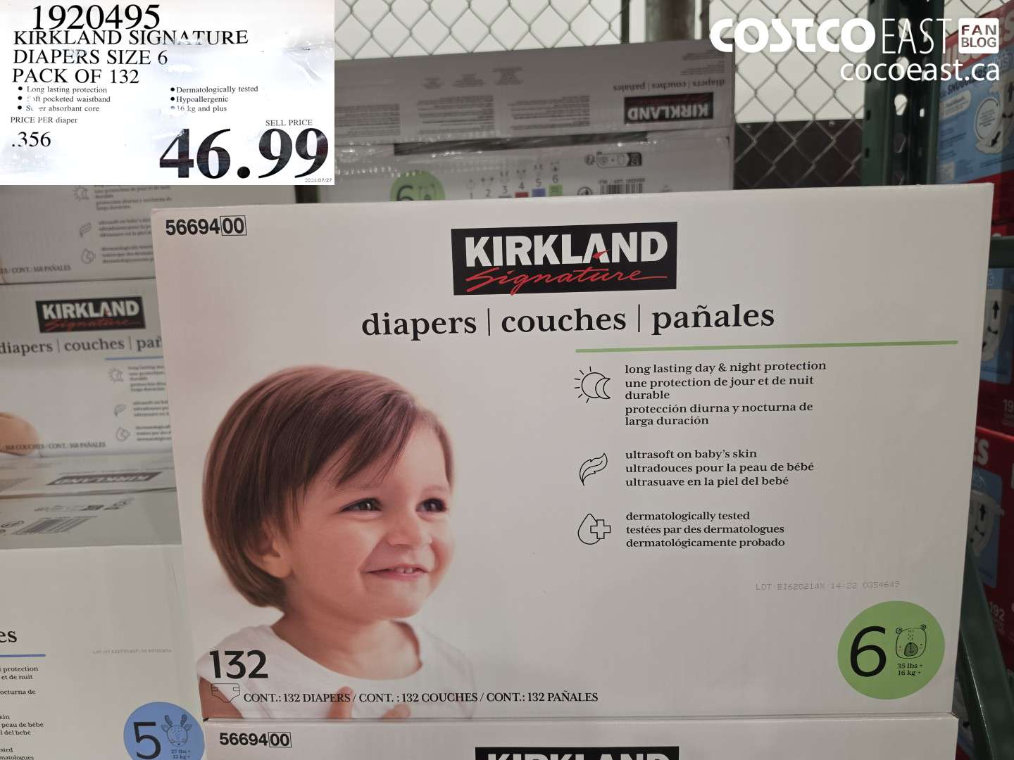 1920495 KIRKLAND SIGNATURE DIAPERS SIZE 6 PACK OF 132 $46.99