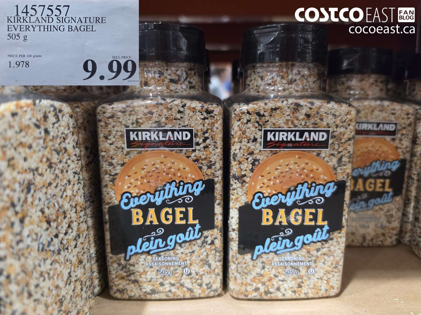 1457557 KIRKLAND SIGNATURE EVERYTHING BAGEL 505 G $9.99
