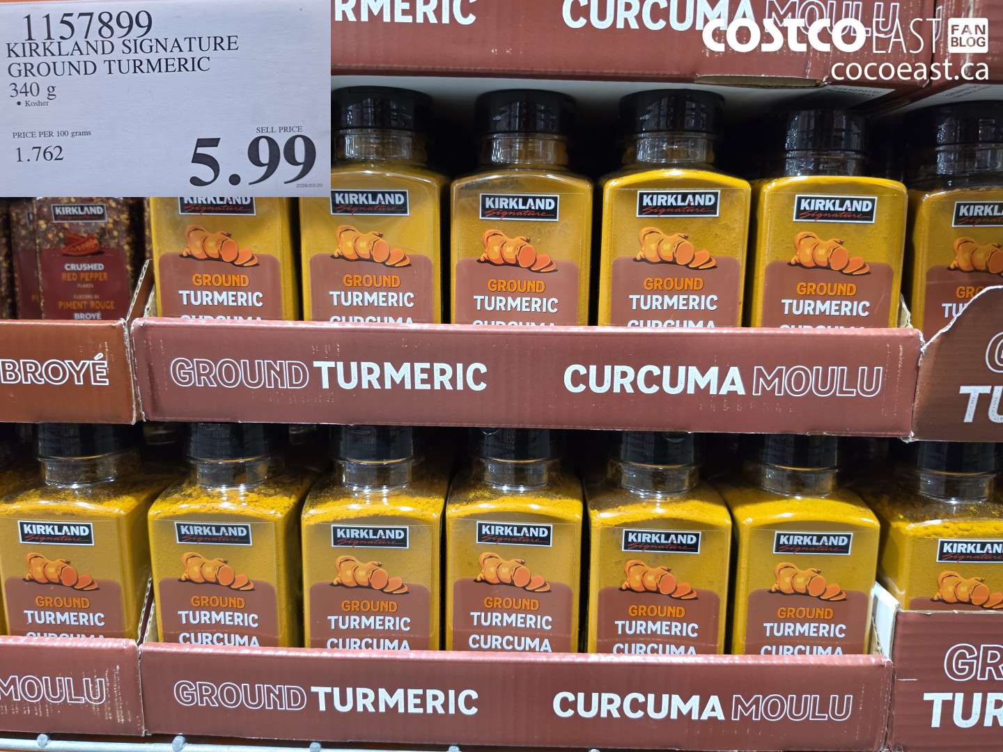 1157899 KIRKLAND SIGNATURE GROUND TURMERIC 340 G $5.99