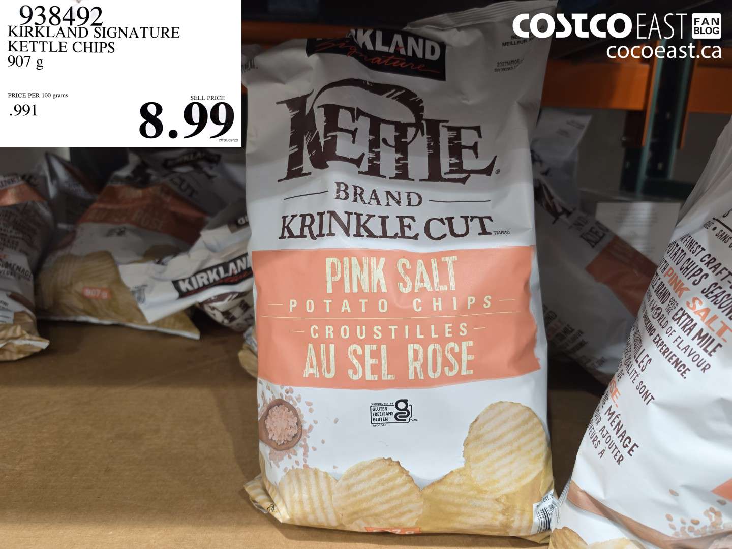 938492 KIRKLAND SIGNATURE KETTLE CHIPS 907 G $8.99