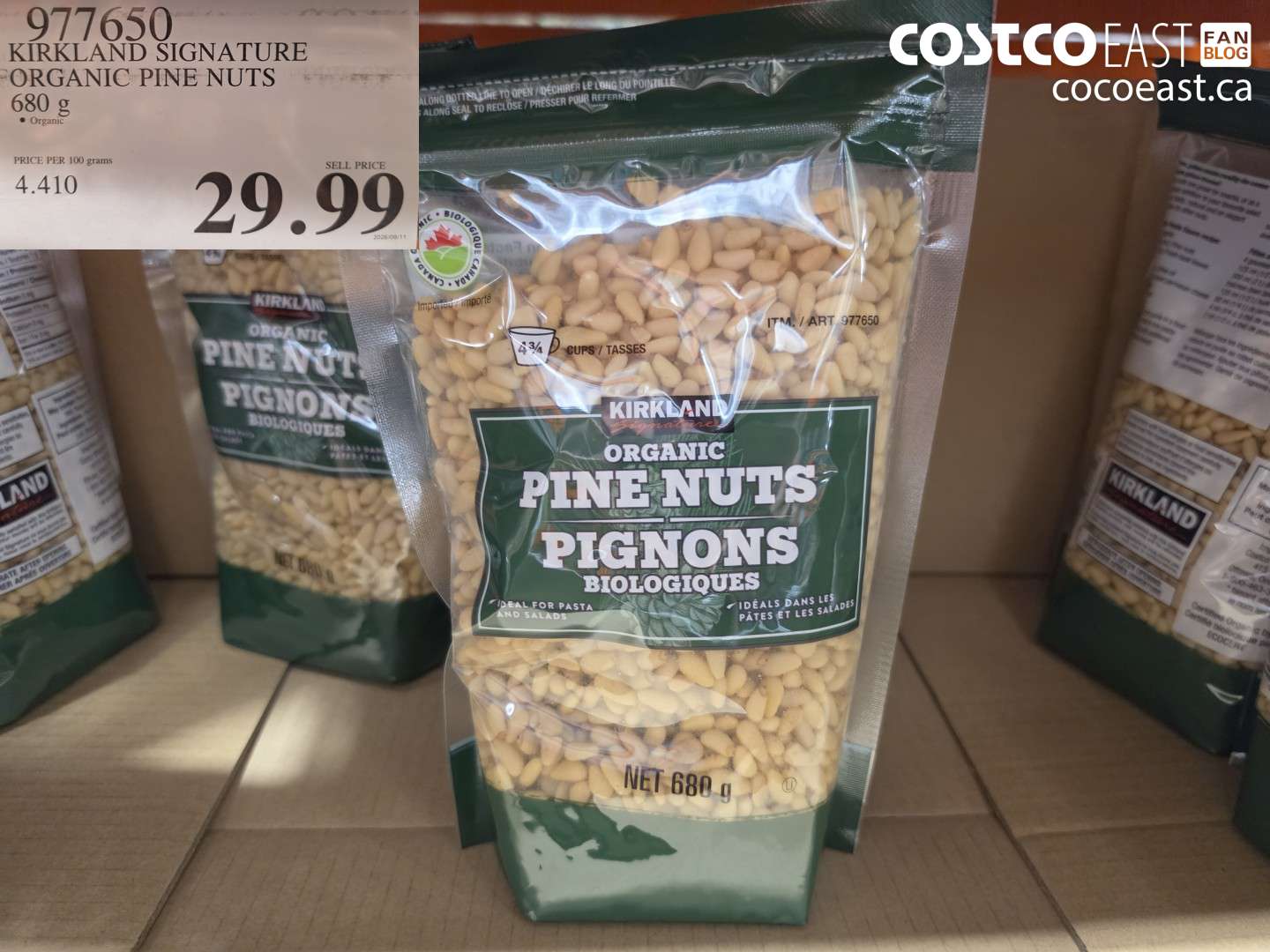 977650 KIRKLAND SIGNATURE ORGANIC PINE NUTS 680 G $29.99