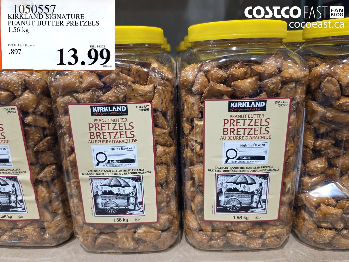1050557 KIRKLAND SIGNATURE PEANUT BUTTER PRETZELS 1.56 KG $13.99
