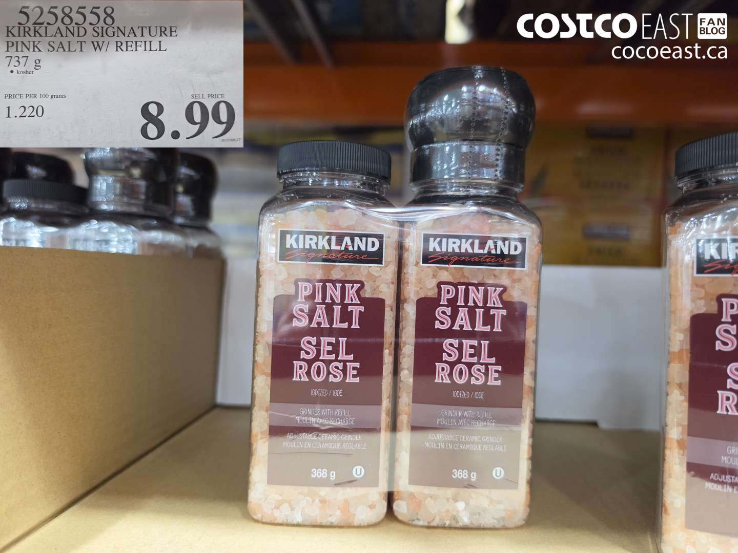5258558 KIRKLAND SIGNATURE PINK SALT W/ REFILL 737 G $8.99