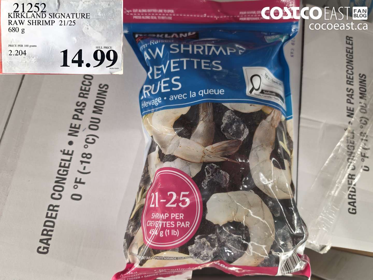 21252 KIRKLAND SIGNATURE RAW SHRIMP 21/25 680 G $14.99