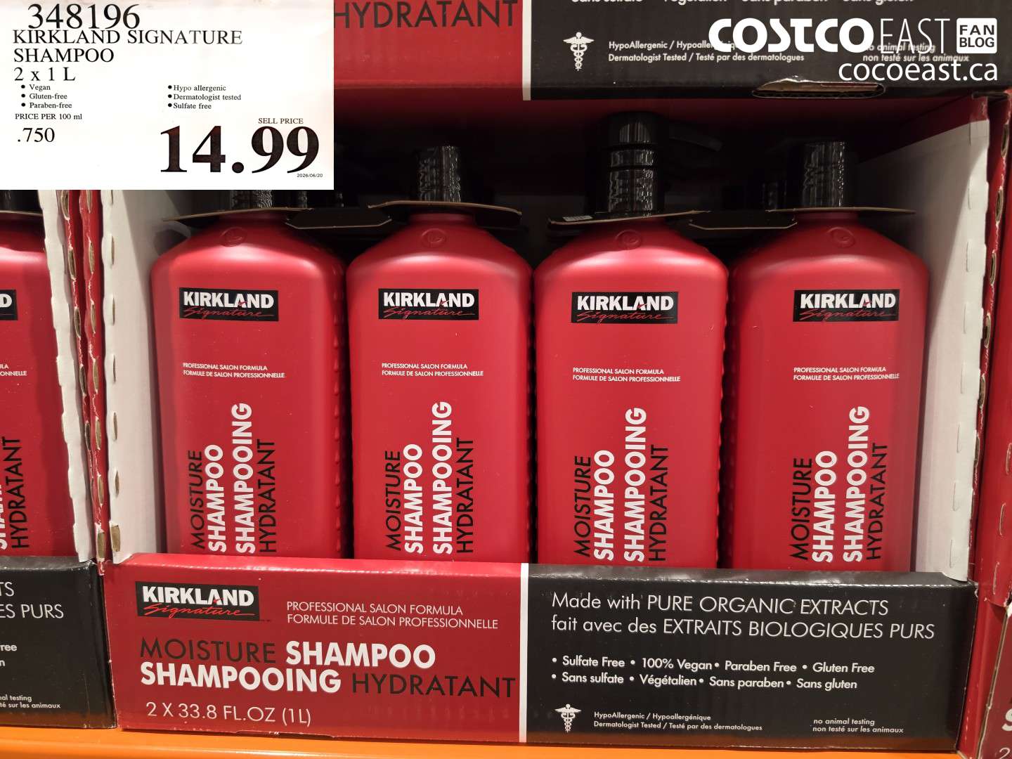 348196 KIRKLAND SIGNATURE SHAMPOO 2 X 1 L $14.99