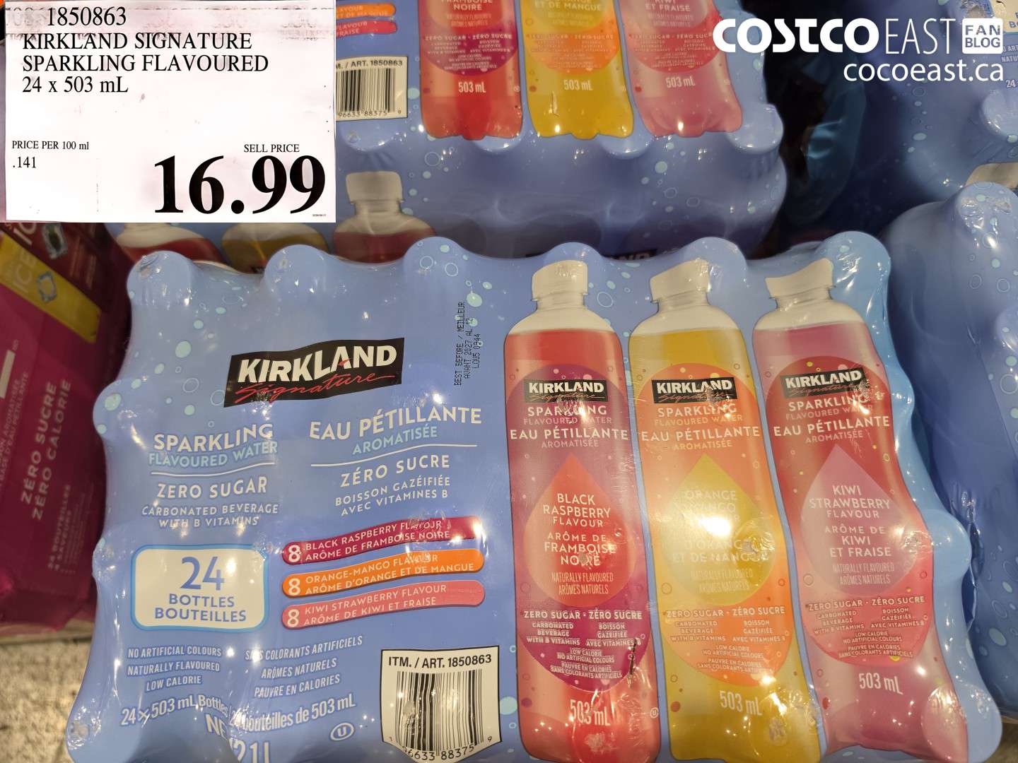 1850863 KIRKLAND SIGNATURE SPARKLING FLAVOURED 24 X 503 ML $16.99