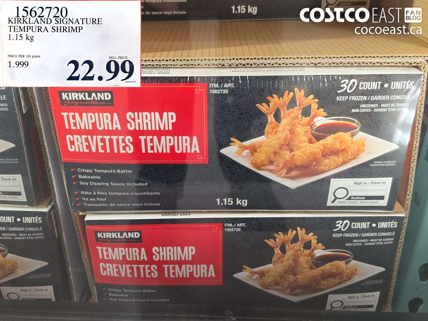 1562720 KIRKLAND SIGNATURE TEMPURA SHRIMP 1.15 KG $22.99