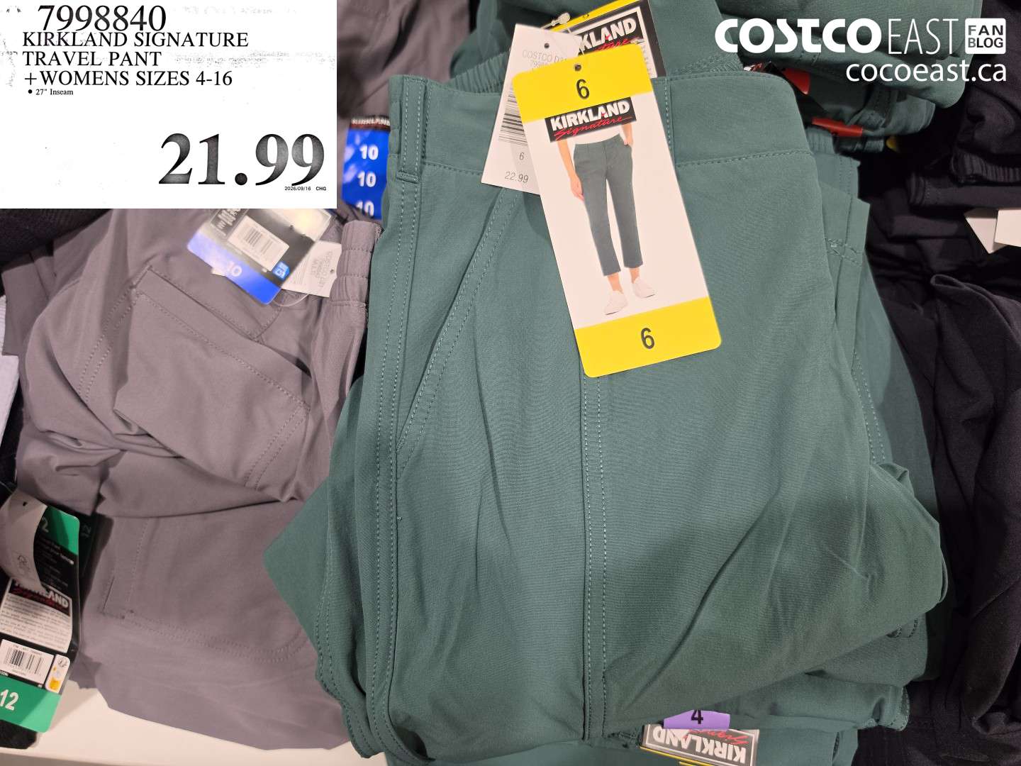 7998840 KIRKLAND SIGNATURE TRAVEL PANT WOMENS SIZES 4-16 $21.99