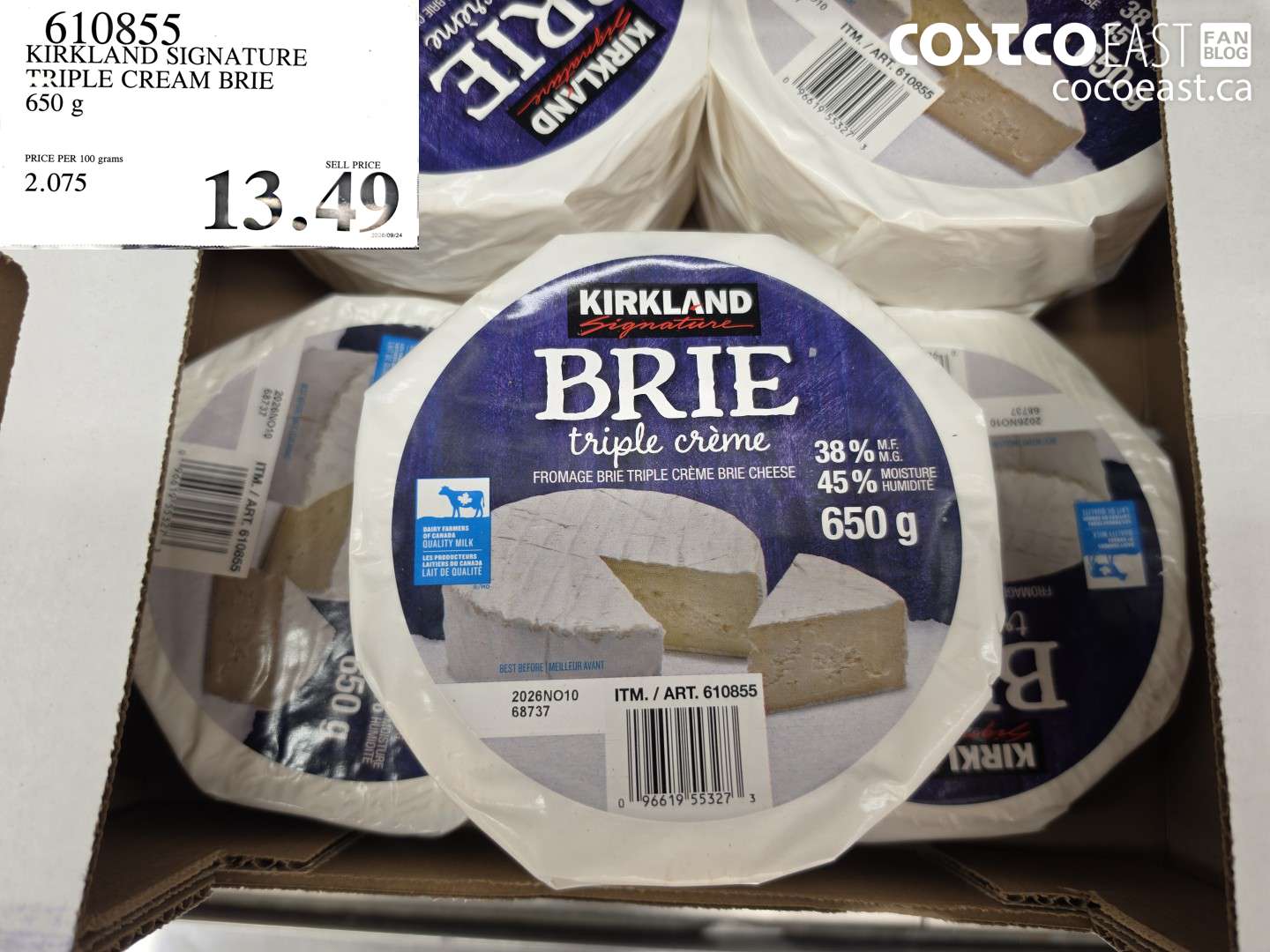 610855 KIRKLAND SIGNATURE TRIPLE CREAM BRIE 650 G $13.49