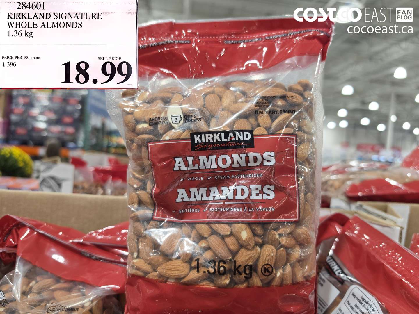 284601 KIRKLAND SIGNATURE WHOLE ALMONDS 1.36 KG $18.99