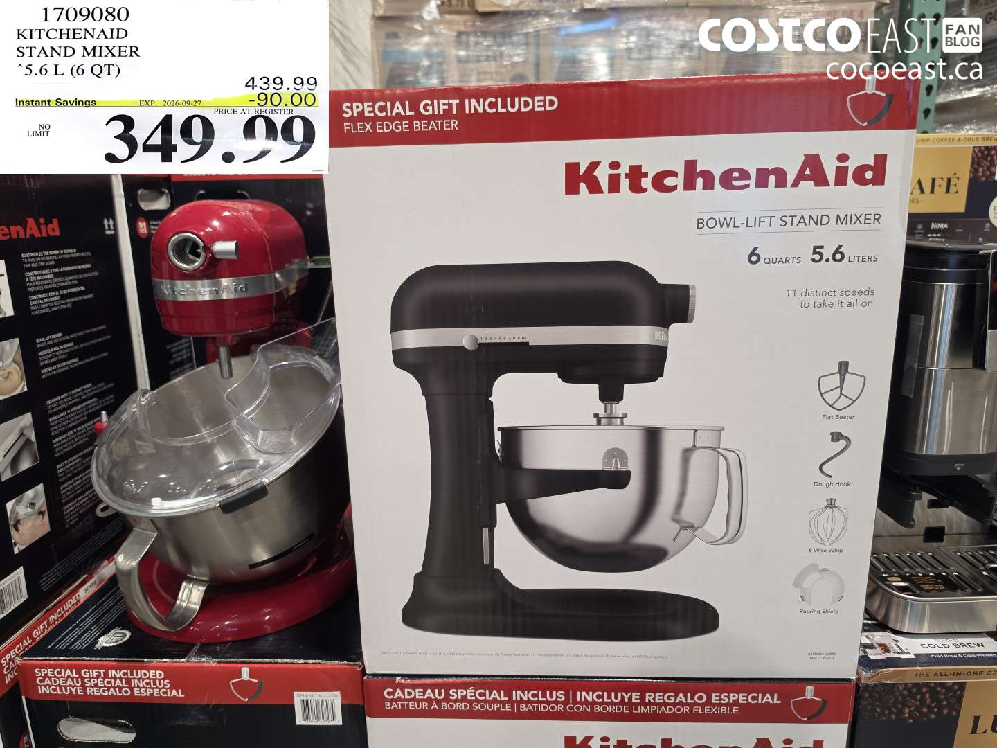 1709080 KITCHENAID STAND MIXER 5.6 L (6 QT) ($90.00 INSTANT SAVINGS EXPIRES ON 2026-09-27) $349.99