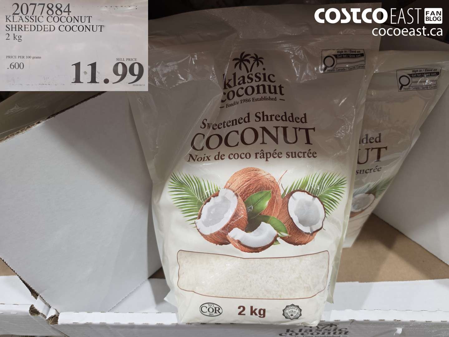 2077884 KLASSIC COCONUT SHREDDED COCONUT 2 KG $11.99
