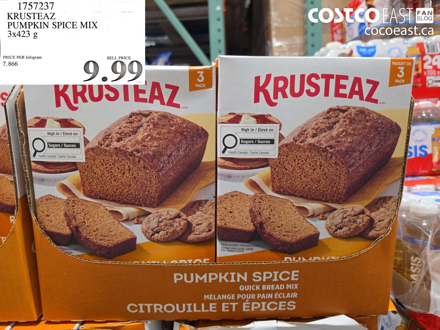 1757237 KRUSTEAZ PUMPKIN SPICE MIX 3X423 G $9.99