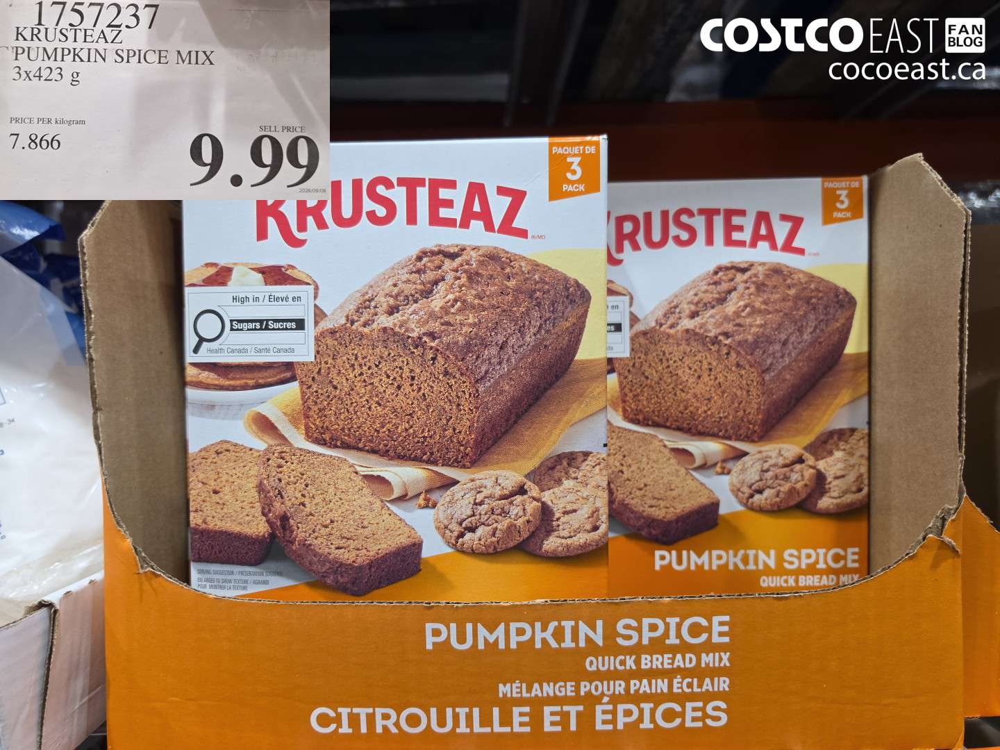 1757237 KRUSTEAZ PUMPKIN SPICE MIX 3X423 G $9.99
