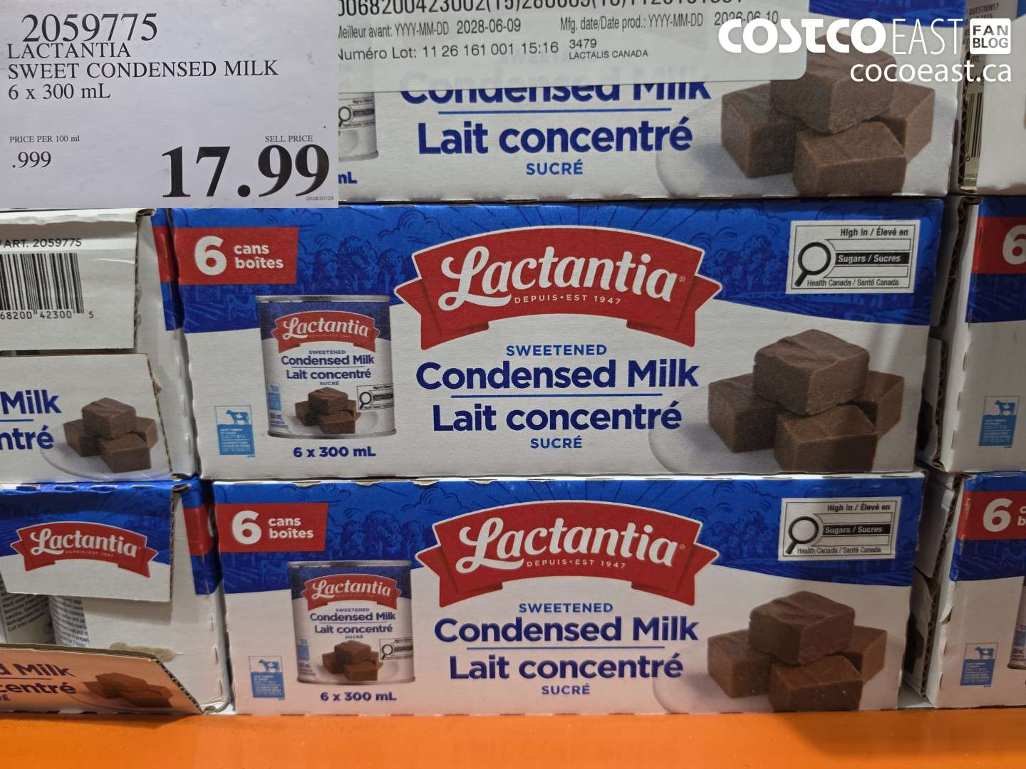 2059775 LACTANTIA SWEET CONDENSED MILK 6 X 300 ML $17.99