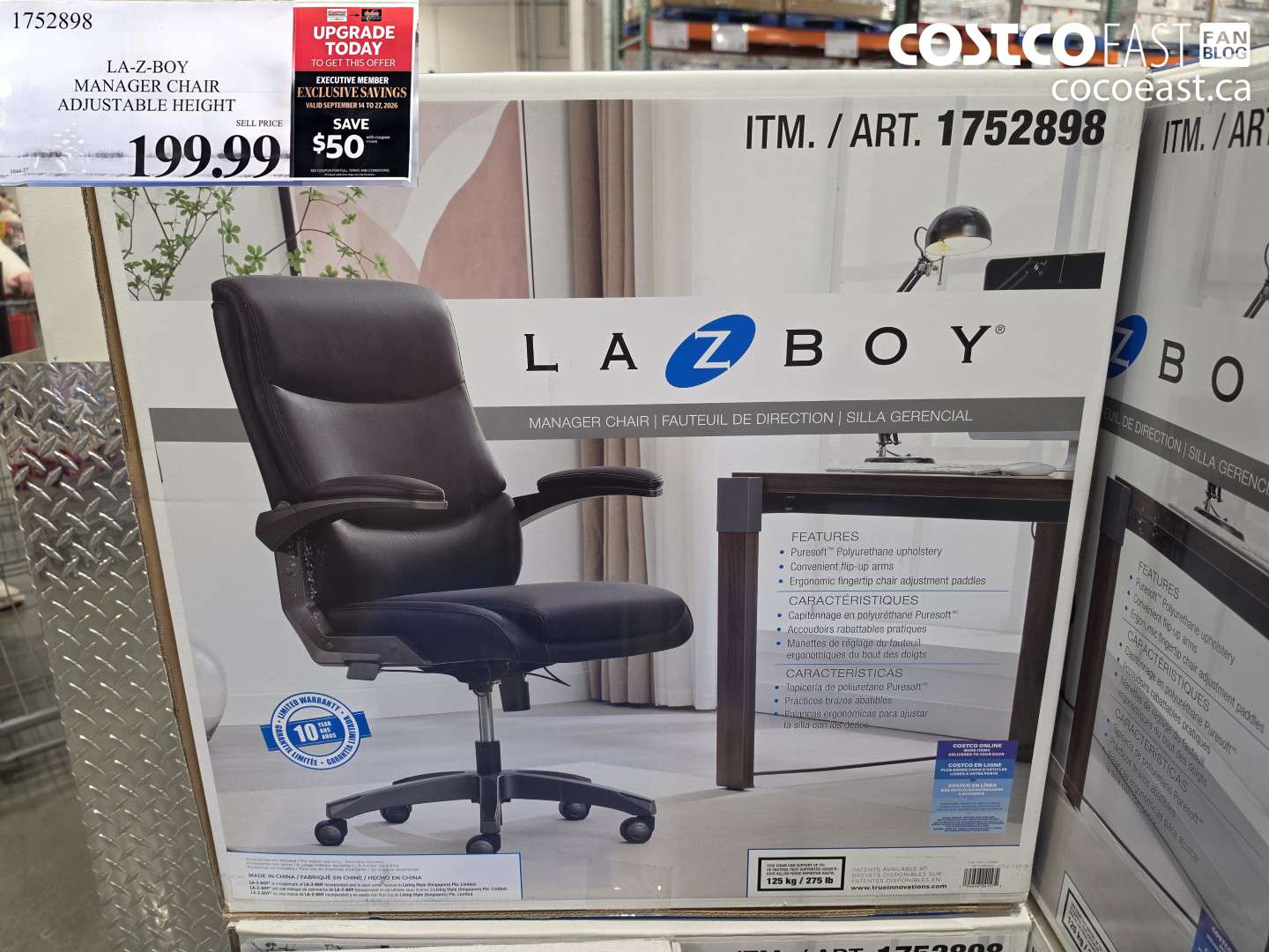 1752898 LA-Z-BOY MANAGER CHAIR ADJUSTABLE HEIGHT ($50.00 INSTANT SAVINGS EXPIRES ON 2026-09-27) $149.99