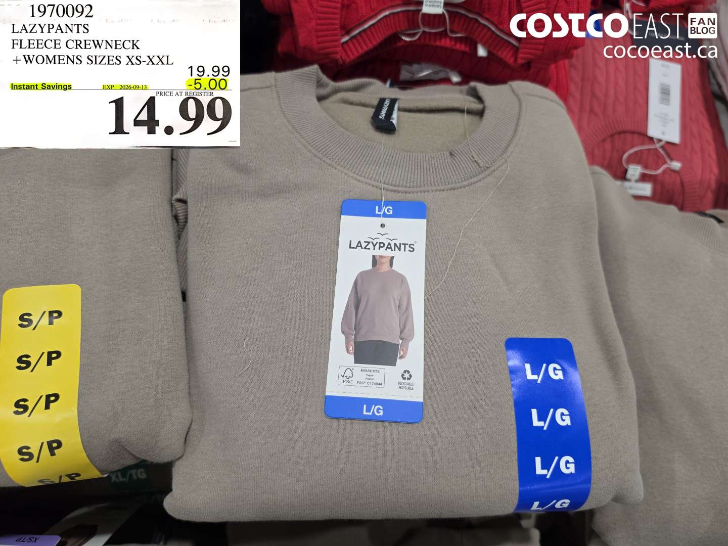 1970092 LAZYPANTS FLEECE CREWNECK WOMENS SIZES XS-XXL ($5.00 INSTANT SAVINGS EXPIRES ON 2026-09-13) $14.99