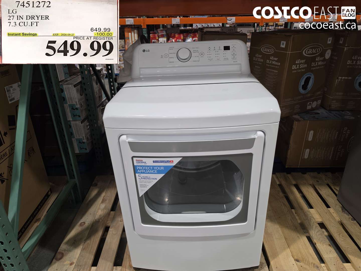 7451272 LG 27 IN DRYER 7.3 CU.FT ($100.00 INSTANT SAVINGS EXPIRES ON 2026-09-27) $549.99