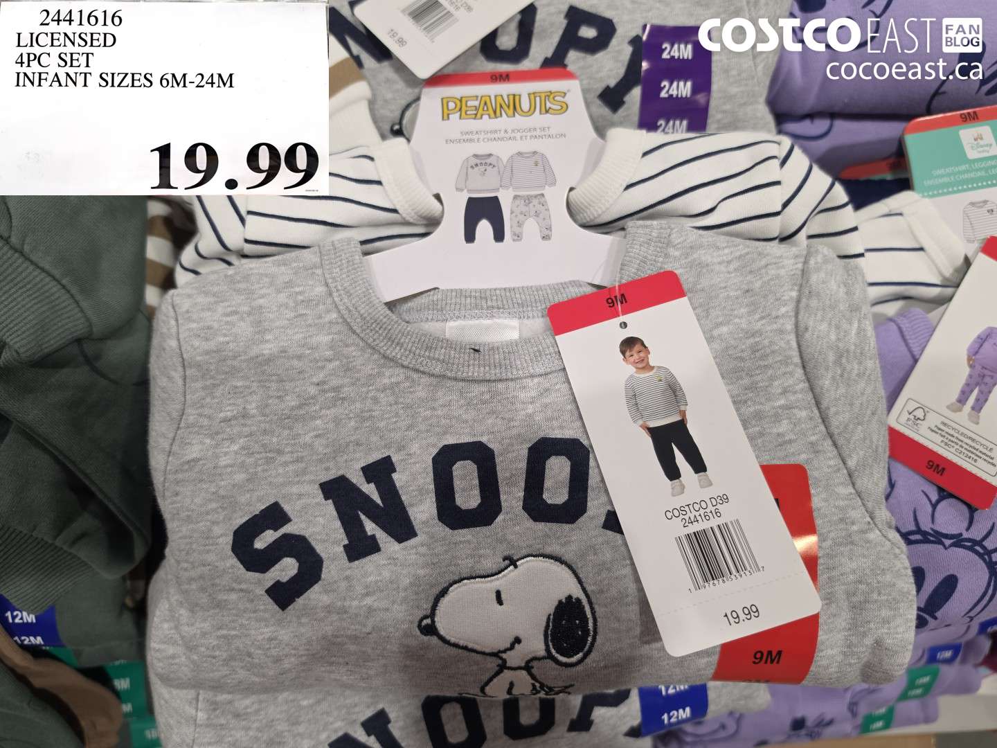 2441616 LICENSED 4PC SET INFANT SIZES 6M-24M $19.99