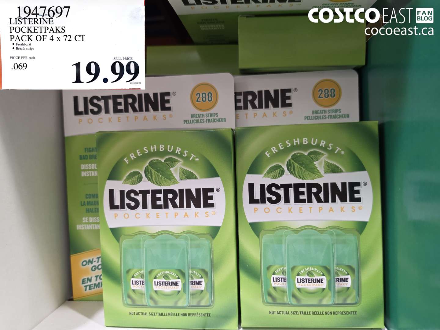 1947697 LISTERINE POCKETPAKS PACK OF 4 X 72 CT $19.99