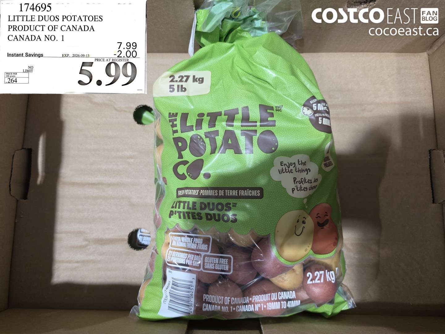 174695 LITTLE DUOS POTATOES PRODUCT OF CANADA CANADA NO. 1 ($2.00 INSTANT SAVINGS EXPIRES ON 2026-09-13) $5.99