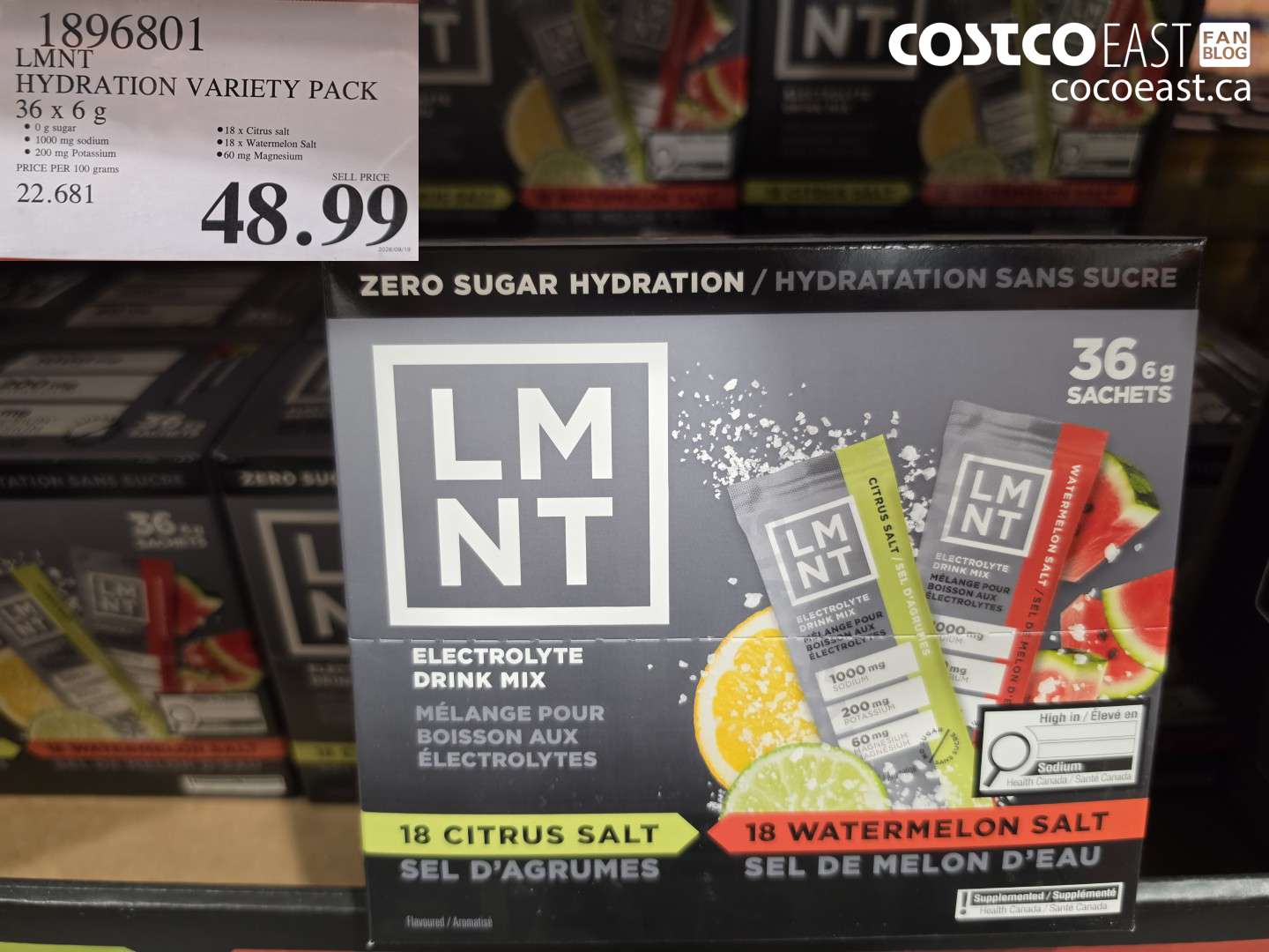 1896801 LMNT HYDRATION VARIETY PACK 36 X 6 G $48.99