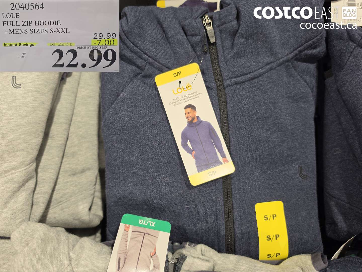 2040564 LOLE FULL ZIP HOODIE MENS SIZES S-XXL ($7.00 INSTANT SAVINGS EXPIRES ON 2026-10-25) $22.99